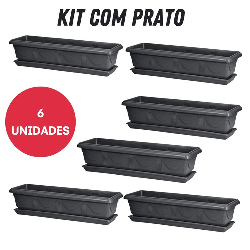 Kit com 6 Jardineiras Romano com Prato