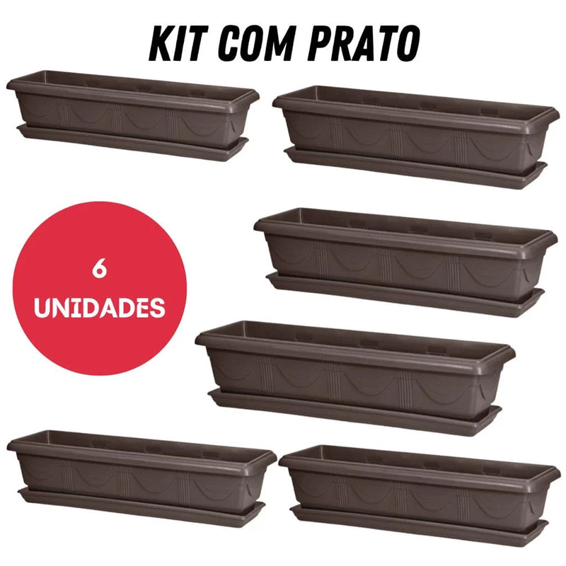 Kit com 6 Jardineiras Romano com Prato