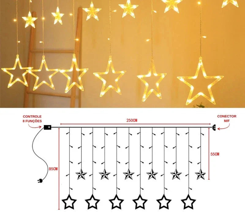 Cascata Estrela LED com 8 Funções