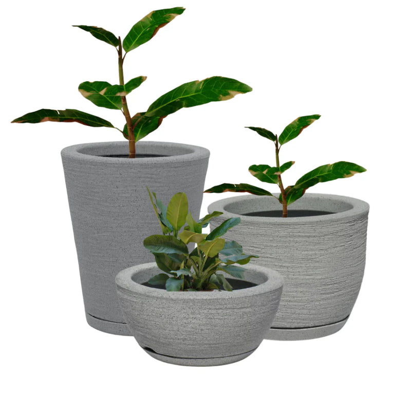 Kit com 3 Vasos Decorativos de Polietileno para Plantas