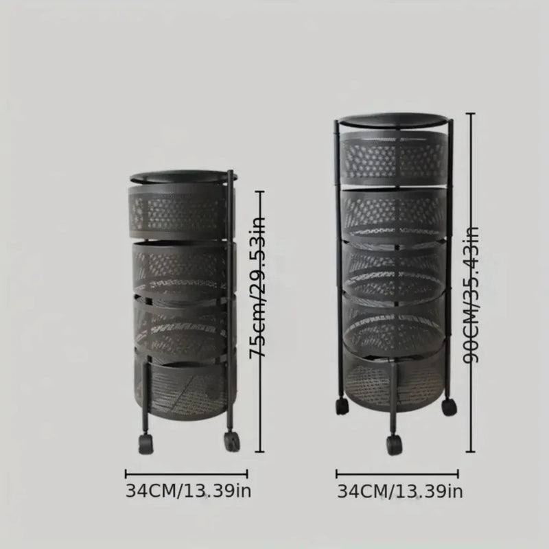 Fruteira Organizador Aço Resistente Cozinha Cesto 3/4/5 Andares Com Rodinhas Giratória