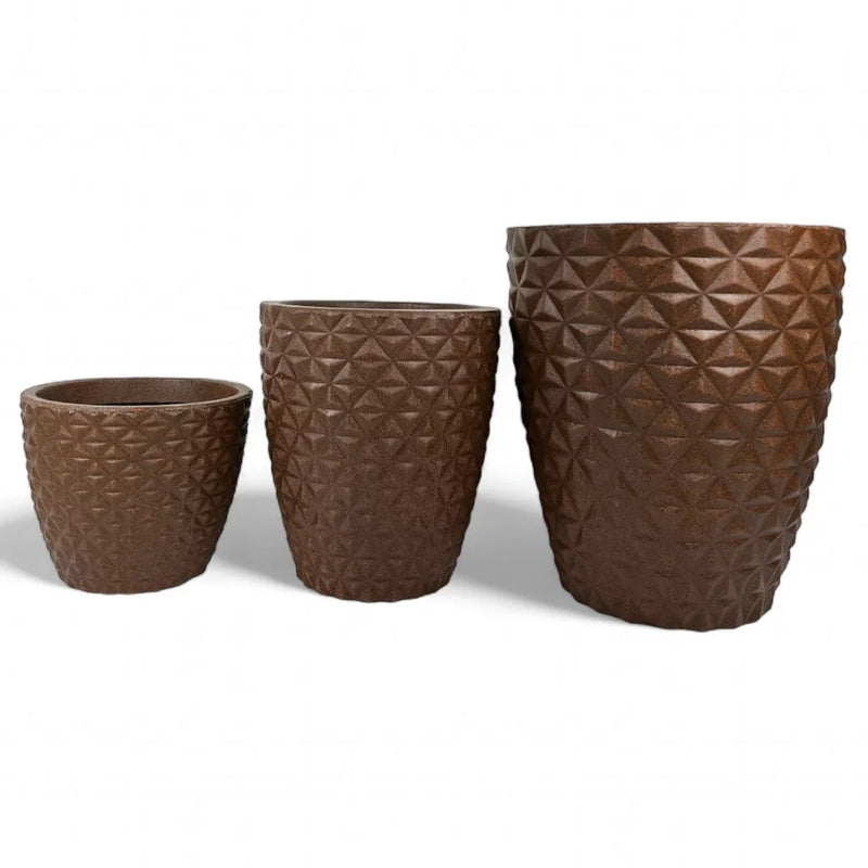 Kit com 3 Vasos para Plantas - Modelo Coluna Diamante