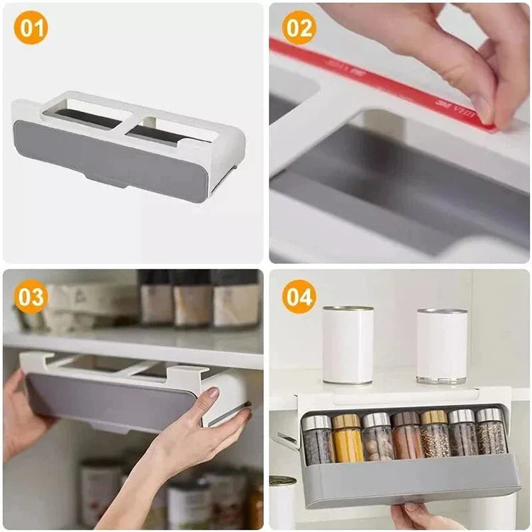 Organizador Porta Temperos Retratil Prateleira Com 6 Potes Cozinha Condimentos cod al5