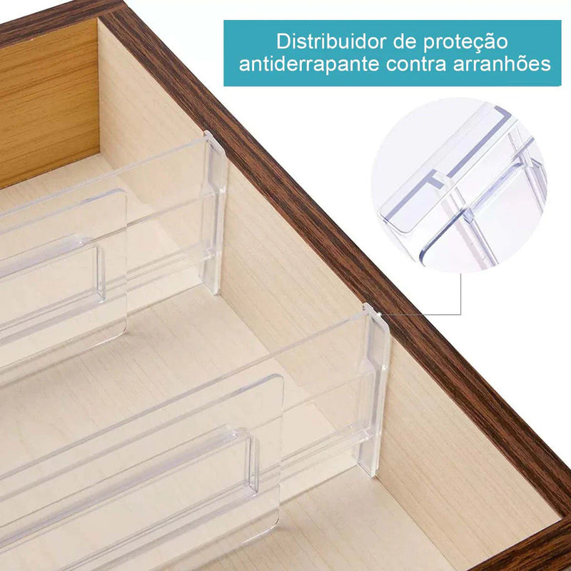 4x divisor de gaveta expansível transparente, ajustável, organizador de armazenamento, organizador de cozinha, 28-48 cm