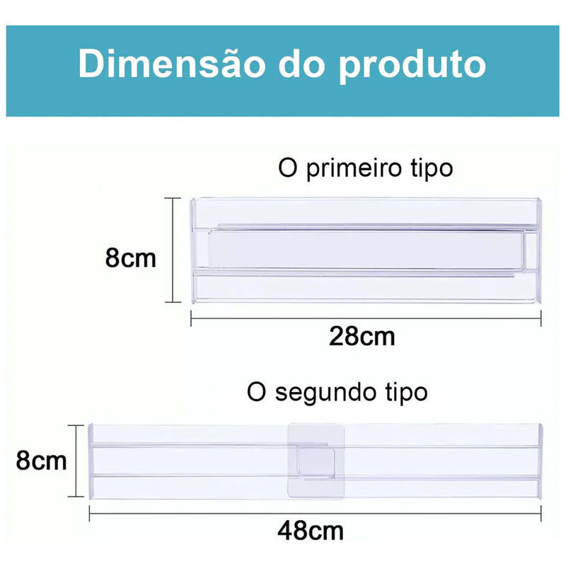 4x divisor de gaveta expansível transparente, ajustável, organizador de armazenamento, organizador de cozinha, 28-48 cm